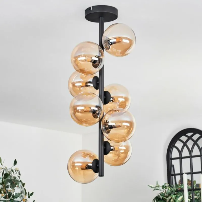 hofstein Plafonnier - Verre 12 cm Chehalis Ambre, 8 lumières