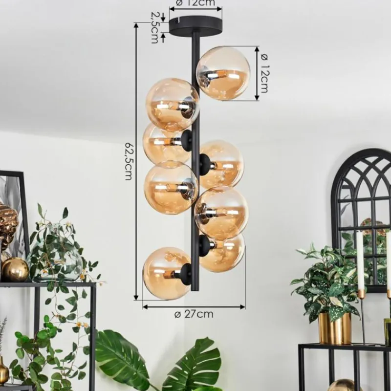 hofstein Plafonnier - Verre 12 cm Chehalis Ambre, 8 lumières