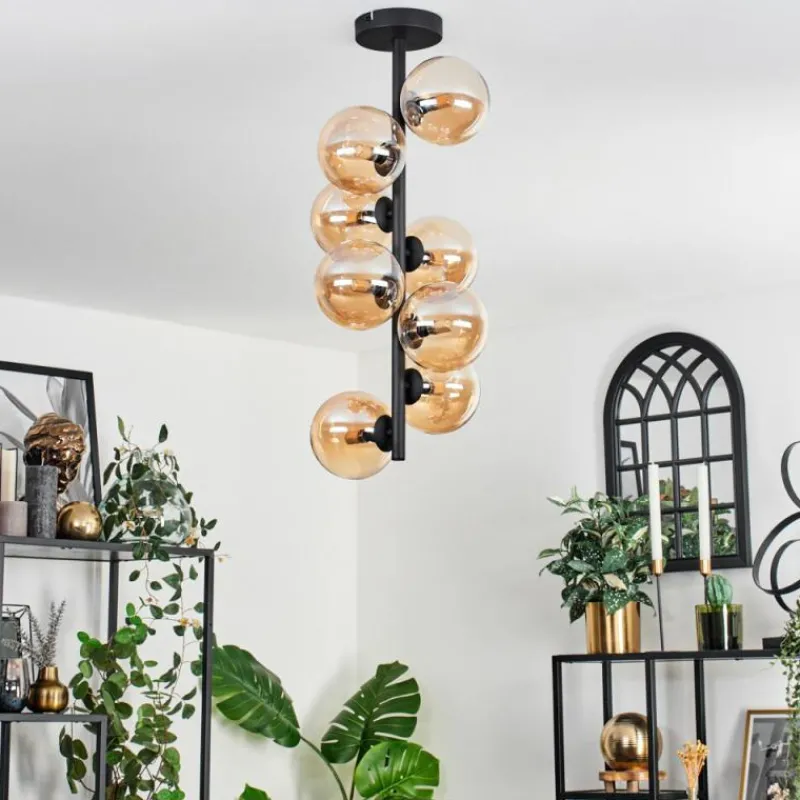 hofstein Plafonnier - Verre 12 cm Chehalis Ambre, 8 lumières