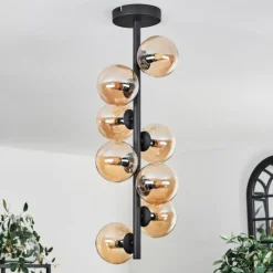 hofstein Plafonnier - Verre 10 cm Chehalis Ambre, 8 lumières