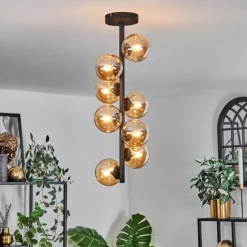 hofstein Plafonnier - Verre 10 cm Chehalis Ambre, 8 lumières