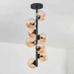 hofstein Plafonnier - Verre 10 cm Chehalis Ambre, 8 lumières