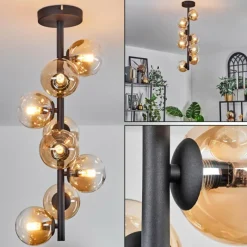 hofstein Plafonnier - Verre 10 cm Chehalis Ambre, Clair, 8 lumières