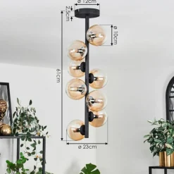 hofstein Plafonnier - Verre 10 cm Chehalis Ambre, Clair, 8 lumières