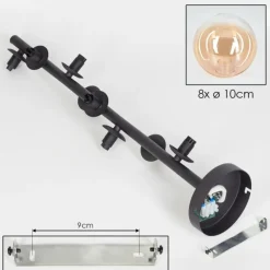 hofstein Plafonnier - Verre 10 cm Chehalis Ambre, Clair, 8 lumières