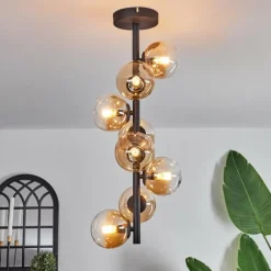 hofstein Plafonnier - Verre 10 cm Chehalis Ambre, Clair, 8 lumières