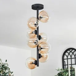 hofstein Plafonnier - Verre 12 cm Chehalis Ambre, Clair, 8 lumières