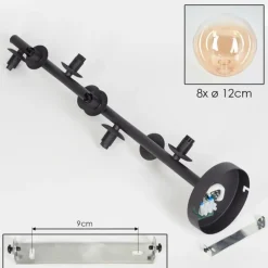 hofstein Plafonnier - Verre 12 cm Chehalis Ambre, Clair, 8 lumières