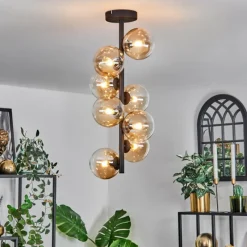 hofstein Plafonnier - Verre 12 cm Chehalis Ambre, Clair, 8 lumières