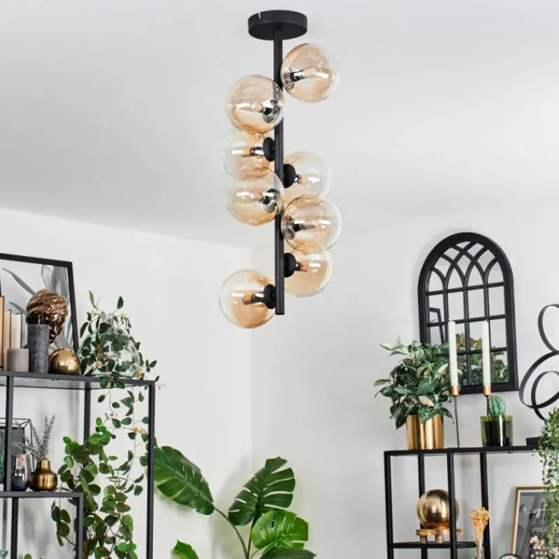 hofstein Plafonnier - Verre 12 cm Chehalis Ambre, Clair, 8 lumières