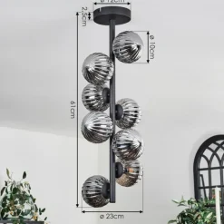 hofstein Plafonnier - Verre 10 cm Chehalis Fumé, 8 lumières