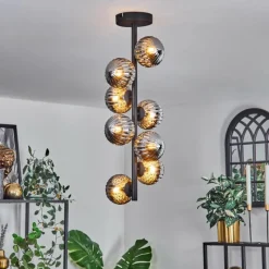 hofstein Plafonnier - Verre 10 cm Chehalis Fumé, 8 lumières