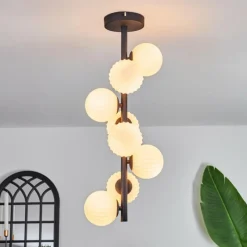 hofstein Plafonnier - Verre 10 cm Chehalis Blanc, 8 lumières