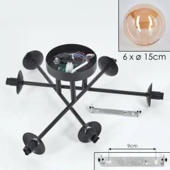 hofstein Plafonnier - Verre 15 cm Chehalis Ambre, 6 lumières