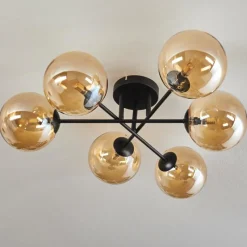 hofstein Plafonnier - Verre 15 cm Chehalis Ambre, 6 lumières