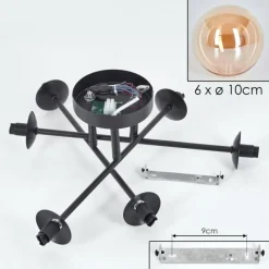 hofstein Plafonnier - Verre 10 cm Chehalis Ambre, 6 lumières