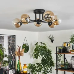 hofstein Plafonnier - Verre 10 cm Chehalis Ambre, Clair, 6 lumières