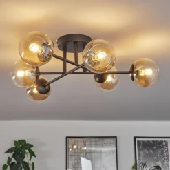 hofstein Plafonnier - Verre 10 cm Chehalis Ambre, Clair, 6 lumières