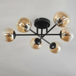 hofstein Plafonnier - Verre 10 cm Chehalis Ambre, Clair, 6 lumières