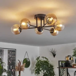 hofstein Plafonnier - Verre 10 cm Chehalis Ambre, Clair, 6 lumières