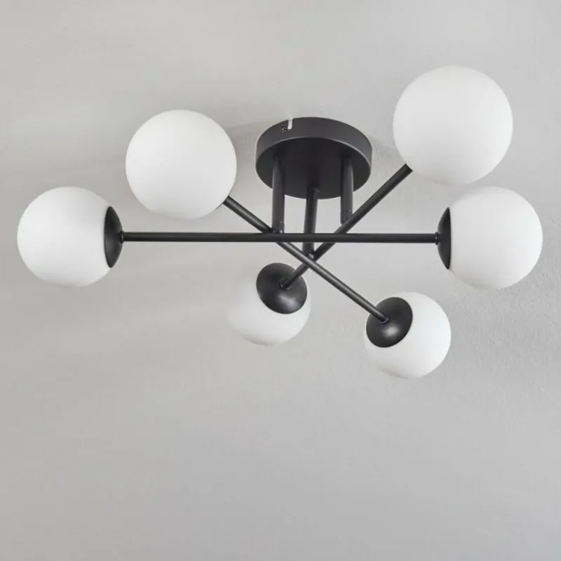 hofstein Plafonnier - Verre 10 cm Chehalis Blanc, 6 lumières