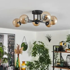 hofstein Plafonnier - Verre 10 cm Chehalis Ambre, 6 lumières