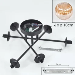 hofstein Plafonnier - Verre 10 cm Chehalis Ambre, 6 lumières