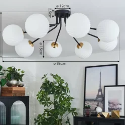 Lampes Dorées-hofstein Plafonnier - Verre 15 cm Chehalis Or, Noir, 8 lumières