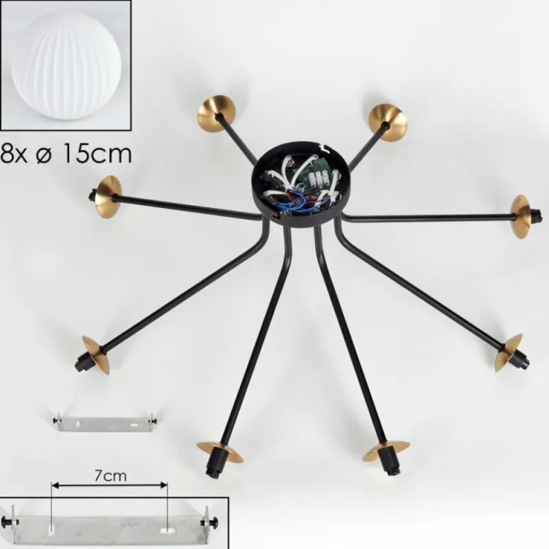 Lampes Dorées-hofstein Plafonnier - Verre 15 cm Chehalis Or, Noir, 8 lumières