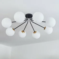 Lampes Dorées-hofstein Plafonnier - Verre 15 cm Chehalis Or, Noir, 8 lumières