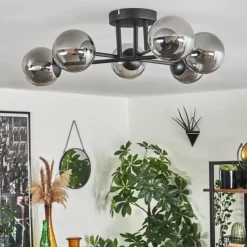 hofstein Plafonnier - Verre 10 cm Chehalis Fumé, 6 lumières