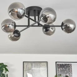 hofstein Plafonnier - Verre 10 cm Chehalis Fumé, 6 lumières