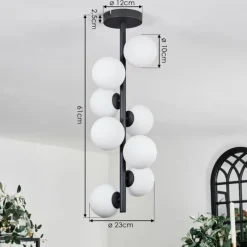 hofstein Plafonnier - Verre 10 cm Chehalis Blanc, 8 lumières