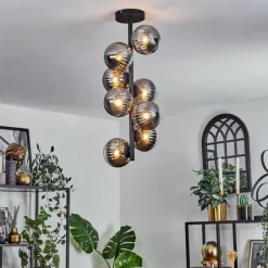 Suspension Verre Fumé-hofstein Plafonnier - Verre 12 cm Chehalis Fumé, 8 lumières