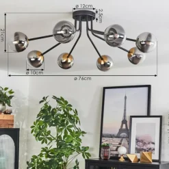 Lampes Dorées-hofstein Plafonnier - Verre 10 cm Chehalis Or, Noir, 8 lumières