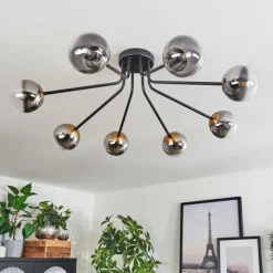 Lampes Dorées-hofstein Plafonnier - Verre 10 cm Chehalis Or, Noir, 8 lumières