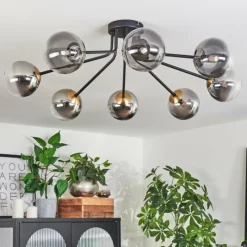 Lampes Dorées-hofstein Plafonnier - Verre 12 cm Chehalis Or, Noir, 8 lumières