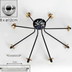 Lampes Dorées-hofstein Plafonnier - Verre 12 cm Chehalis Or, Noir, 8 lumières