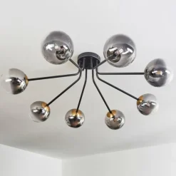 Lampes Dorées-hofstein Plafonnier - Verre 12 cm Chehalis Or, Noir, 8 lumières