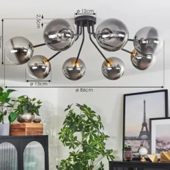 Lampes Dorées-hofstein Plafonnier - Verre 15 cm Chehalis Or, Noir, 8 lumières