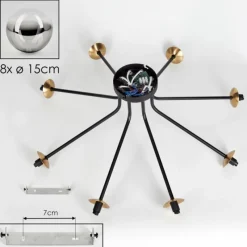 Lampes Dorées-hofstein Plafonnier - Verre 15 cm Chehalis Or, Noir, 8 lumières