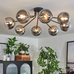 Lampes Dorées-hofstein Plafonnier - Verre 15 cm Chehalis Or, Noir, 8 lumières