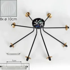 Lampes Art Déco-hofstein Plafonnier - Verre 10 cm Chehalis Or, Noir, 8 lumières