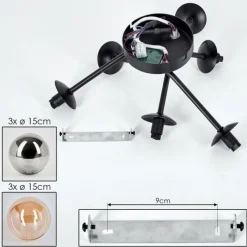 hofstein Plafonnier - Verre 15 cm Chehalis Ambre, Fumé, 6 lumières