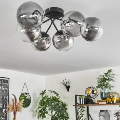 hofstein Plafonnier - Verre 15 cm Chehalis Clair, Fumé, 6 lumières