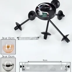 hofstein Plafonnier - Verre 15 cm Chehalis Ambre, Clair, Fumé, 6 lumières