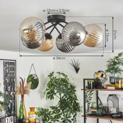 Suspension Verre Fumé-hofstein Plafonnier - Verre 15 cm Chehalis Ambre, Fumé, 6 lumières