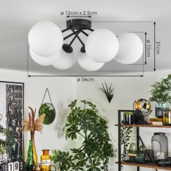 hofstein Plafonnier - Verre 15 cm Chehalis Blanc, 6 lumières