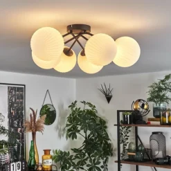 hofstein Plafonnier - Verre 15 cm Chehalis Blanc, 6 lumières