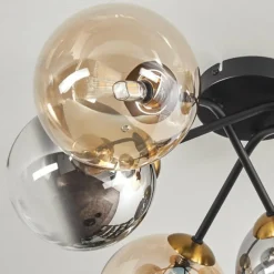 Lampes Art Déco-hofstein Plafonnier - Verre 15 cm Chehalis Or, Noir, 6 lumières